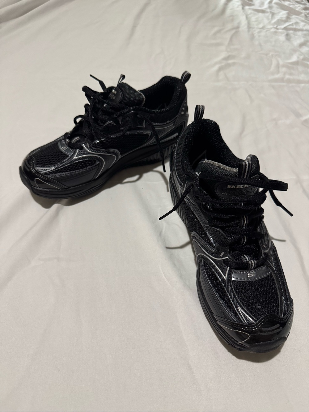 Skechers Women’s Black Athletic Sneakers with Silver Accents
